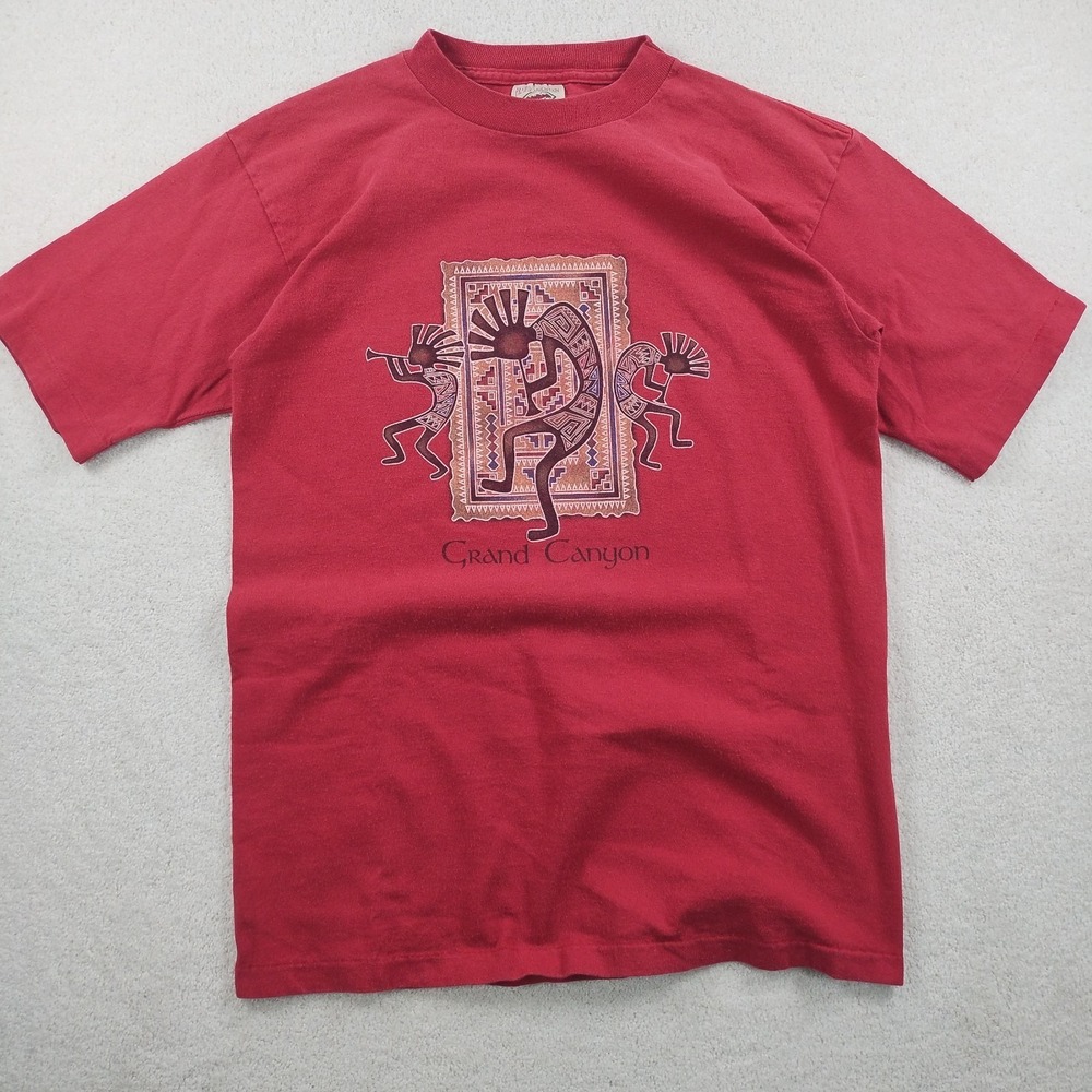 Vtg 90s Single Stitch Grand Canyon Tshirt Men's Med Faded Red Native Southwest